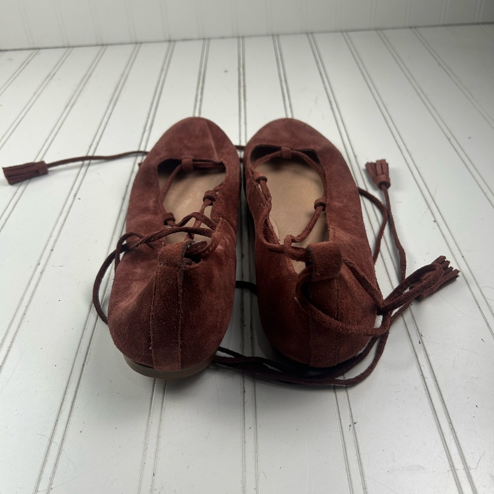 Madewell Burgundy Inga Lace-Up Suede Flats Women’s Size 9.5 - Picture 9 of 11